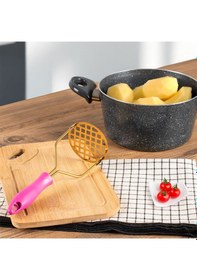 Resim Porsima Paslanmaz Metal Patates Ezici Patates Ezeceği 24cm Fuşya 