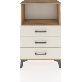 Resim Dienni Arges Komodin Tek Raflı 3 Çekmeceli 60X30X96 Çam-Aytaşı 