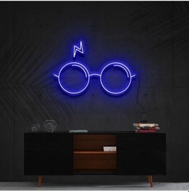 Resim Harry Potter Gözlük Ve Yara İzli Neon Tabela Mavi 