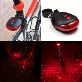 Resim Mükellef Teknoloji Profesyonel Bisiklet Arka Stop Lambası | 5 LED + 2 Lazer Şeritli Güvenlik Uyarı Işığı | Pilli Fren Lambası MTB ve Yol Bisikleti Arka Feneri 