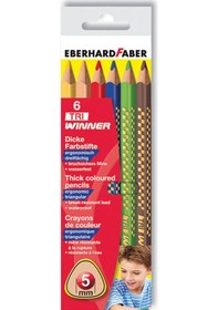 Resim Eberhard Faber Tri Winner Üçgen Gövde Jumbo Boya Kalemi 6 Renk 