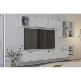Resim Nettrends Modern 5 Kapaklı Çok Fonksiyonlu Duvar Ünitesi PNR-TVT-1002 