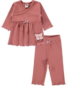 Resim Civil Baby Kız Bebek Pijama Takımı 3-12 Ay Gül Kurusu 