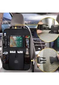 Resim Carub Koltuk Arkası Deri Organizer Araç İçi Düzenleyici Tablet Tutuculu Tekli Siyah Üniversal Br5902226 