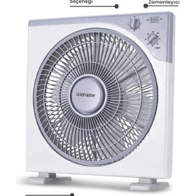 Resim Goldmaster Konfor 12 inç Kare Vantilatör 50W 3 Hız Seçeneği ile Enerji Tasarruflu 