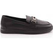Resim Dgn 981g Kadin G Metal Tokali Loafer Ayakkabi Siyah Napa 