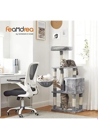 Resim Feandrea Tırmalama Ağacı, Büyük, 138 Cm Yüksekliğinde, Kedi Ağacı, Tırmalama Tahtası Ve 9 Tırmalama Direği, Platform, Mağara, Pelüş Top, Çok Kademeli, Açık Gri Pct60w 