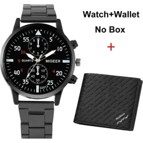 Resim Hanyang Izle-Cüzdan 01 Gündelik Saat ve Cüzdan Seti Üst Marka Lüks Iş Kuvars Saatı Erkekler Erkek Arkadaşı Için Orijinal Hediyeler Regalos Para Hombre (Yurt Dışından) 
