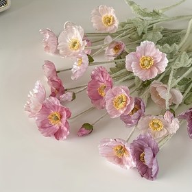 Resim Üç Renk Seçeneği ile Pembe ve Mor Yapay Yeşil Saplı 5 Parça İzlanda Buketi - Düğünler, Ev Dekoru, Paskalya ve Dış Mekan Plastik Çiçek Düzenlemeleri için | Pil Gerekmez 