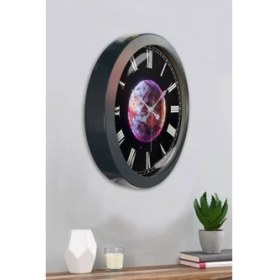 Resim Bahat Salon Ofis Duvar Saati Gri Metal Çerçeve 36 cm 