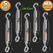 Resim Badem10 Çelik Kanca M8 Yük Halat Gerdirme Galvanizli Paslanmaz Çektirme Yük Gergi Demiri 5 Adet 