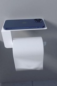Resim Risingmaber Metal Beyaz Telefon Raflı Tuvalet Kağıtlık, Wc Kağıtlık MT44B 