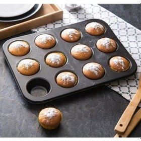 Resim 12 Bölmeli Metal Yapışmaz Muffin Kek Kalıbı Çok Renkli 
