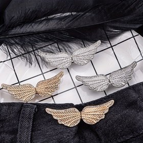 Resim 2 Takım Parıltılı Kanat Şeklinde Bel Klipsi - Altın ve Gümüş Alaşımlı Rhinestone'larla, Ayarlanabilir ve Ayrılabilir, Günlük ve Resmi Giyim İçin Mükemmel, İdeal Tatil Hediyesi, Günlük Giyim Aksesuarı | Zarif Bel Klipsi | Dayanıklı Alaşımlı Klips, Bel Klips Modası 