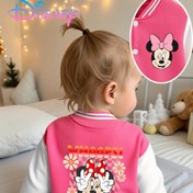 Resim Kızlar için Moda Minnie Desenli Kısa Ceket, Polar Beyzbol Mont (Cheerleader Ceketi), Renk Blokajı, Sonbahar ve Kış Mevsimleri için Uygun. Açık Hava Sporları, Doğum Günü Partisi, Kızlar için Doğum Günü Hediyesi, Açık Hava için Uygun 