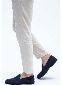 Resim Giampiero Nicola Erkek Hakiki Deri Lacivert Nubuk Loafer Ayakkabı 664 L40262 Erk Ayk Y23 Navy Nubuk Lacivert 
