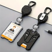 Resim Kart Tutuculu Kolay Çekme Çelik Kablo Çok Fonksiyonlu Geri Çekilebilir Toka - Otomatik Dönüşlü Çelik Kordon, Kimlik Kartları, Çalışan Rozetleri, Kampüs Kartları, Dış Mekan Kamp ve Balıkçılık Ekipmanları için Uygun, Anahtarlık Geri Çekici 