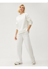 Resim Koton Basic Sweatshirt Bisiklet Yaka Pamuklu Beyaz 3sak10195ek Beyaz 