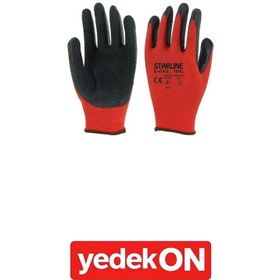 Resim Eldiven İş Lateks E-45-ks Tırtıklı Kauçuk 9'' Kırmızı-siyah El00102 