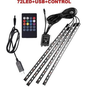 Resim 72/48/36 Led Rgb Araba Ayak Ortam Işığı Usb Sigara Otomobil Iç 72 Led Usb Remote 1 Piece Set 