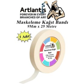 Resim Maskeleme Bandı Kağıt Bant 9 Mm 25 Metre 3 Adet Boya Bantı Maskeleme Kağıt Bant Duvar Yağlı Boya Badana 