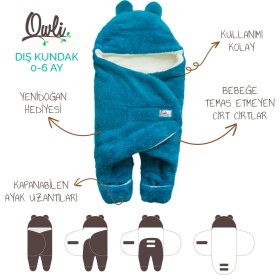 Resim Owli Dış Kundak 0-6 Ay Turkuaz 