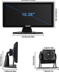 Resim Dark 10.36" Kamyonet, TIR, Karavan, Büyük Araçlar için Apple CarPlay & Android Auto, Ekran Yansıtma, 360° Panaromik Sistem 4 Kameralı Torpido Üstü Araç Multimedya Ekranı 