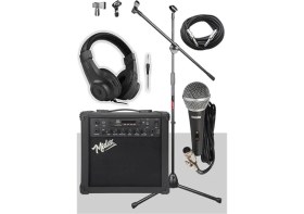Resim MGA-25BK-PAK Elektro Gitar Amfisi 25 Watt USB Bluetooth ve Şarjlı (Amfi Mikrofon Stand 