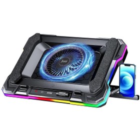 Resim Juo Yeti 2200rpm Rgb Işıklı Led Display Gaming Laptop Notebook Soğutucu Stand 