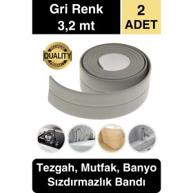Resim Premium Gri Ocak Tezgah Kenarı Banyo Mutfak Sızdırmaz Bant Su Geçirmez Küfe Dayanıklı 3,2 mt 2 Adet 