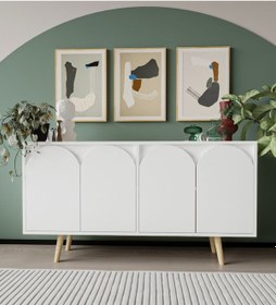 Resim Venezia Ahşap Ayaklı Bohem Konsol Beyaz 150 Cm 