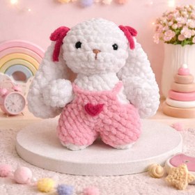 Resim Elista Amigurumi Kadife Örgü Küçük Boy Oyuncak Tavşan Beyaz 