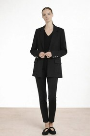 Resim Siyah Triko Kadın Blazer Ceket - SİYAH / 38 