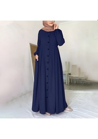 Resim Barbora Keten Günlük Yazlık Tam Boy Tesettür Kadın Elbise Ln391lacivert7 001 