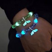 Resim Parlayan Denizkızı ve Yunus Kuyruk Bilekliği - El Yapımı Esnek Boncuklu Takı, Mavi Cam Boncuklar ve Çinko Alaşım Aksesuarlı, Partiler, Hediye ve Günlük Giyim İçin İdeal | Kadınlar için Okyanus Temalı Tasarım, Parti Aksesuarları | Esnek Boncuklu Bileklik, El Yapımı Bileklik, Denizkızı Partisi Dekorasyonu 