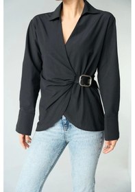 Resim Kemerli Gömlek - Siyah Siyah 