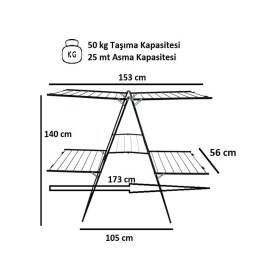 Resim Akıllıelma - Perilla 57061 Exclusive İki Katlı Çamaşır Kurutmalık siyah 