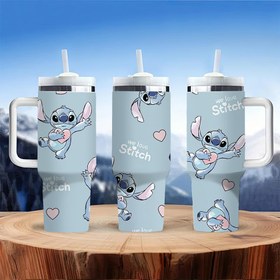 Resim 1 Adet Disney Stitch 40oz Paslanmaz Çelik Vakum Yalıtımlı Termos Bardak Kapaklı ve Pipetli - Sızdırmaz Büyük Kapasiteli Seyahat Kupası, Sevimli Stitch Tasarımı Kalpler & "Stitch'i Seviyoruz" Yazılı, BPA İçermez, Sevgililer Günü, Paskalya, Anneler Günü, Babalar Günü Hediyeleri için Mükemmel, Hediye Fikri | Bayramlık İçecek Kabı 