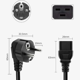 Resim PrimeX PX-SRV5 5 Metre 3x1.5mm C19 Server Power Kablo, 3X1.5mm Server Güç Kablosu, 5 Metre C19 SCHUKO Kablo (Full Bakır) 