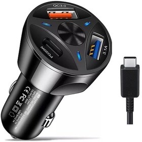 Resim Hızlı Şarj Destekli 3.0 Oto Çakmaklık Şarj Aleti Android Çift Taraf Type C Kablo Hediyeli 1 Adet 