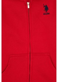 Resim U.S. Polo Assn. Kız Çocuk Kırmızı Kapüşonlu Fermuarlı Şardonlu Basic Sweatshirt 50316809-VR171 