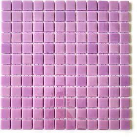 Resim MozaiKristaL Mutfak Tezgah Arası, Havuz, Banyo, Sauna, Spa, ve Yaşam Alanlarının Tüm Yüzeyleri İçin. 25X25MM Lila. 31.5X31.5CM. Fileli Cam Mozaik. ( 1 M2 Fiyatıdır ) 