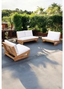 Resim Conforlove Bahçe Balkon Kayın Ahşap Koltuk Takımı 2+1+1 