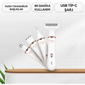 Resim King Swelt K1111 Epilatör 4in1 Epilasyon Cihazı- Kaş Burun Tüm Vücut Seti Kişisel Bakım Seti 