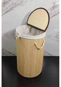 Resim Digithome Yuvarlak Bambu Çamaşır Sepeti Naturel Cl-6001-01 Kahverengi 