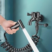 Resim Modern Tekli Soğuk Bide Musluk Şişirilebilir Püskürtme Tabancası Başlığı ile - Krom Kaplama, 304 Paslanmaz Çelik, Duvara Monte, Elektrik Gerektirmez, Su Girişi Dahil, Banyo ve Duş Kullanımı için İdeal, Banyo Musluğu, Şık Tasarım, Dayanıklı Yapı 