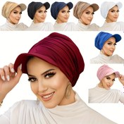 Resim Kadınlar için Esnek Polyester Turban Şapka - Nefes Alabilen, Düz Renkli Baş Sarığı, Rahat Giyim İçin, Elde Yıkanabilir, Ramazan ve Anneler Günü İçin Mükemmel, Günlük Baş Giyim | Canlı Başörtüsü | Rahat Uygunluk 
