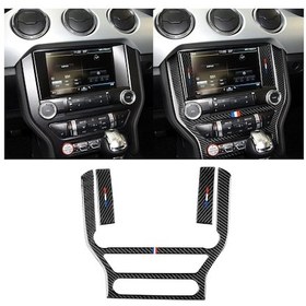 Resim Araba Abd Renkli Karbon Fiber Merkezi Kontrol Paneli Ford Mustang 2015-2017 İçin Dekoratif Etiket 1 Adet 
