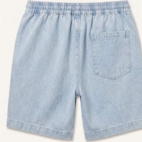 Resim Defacto %100 Pamuk Beli Lastikli Loose Fit Rahat Jean Bermuda E1390ax25smnm63 Mavi 