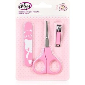 Resim Bebek Tırnak Bakım Seti Makas Törpü Tırnak Makası Kız Çocuk Pembe Renk 